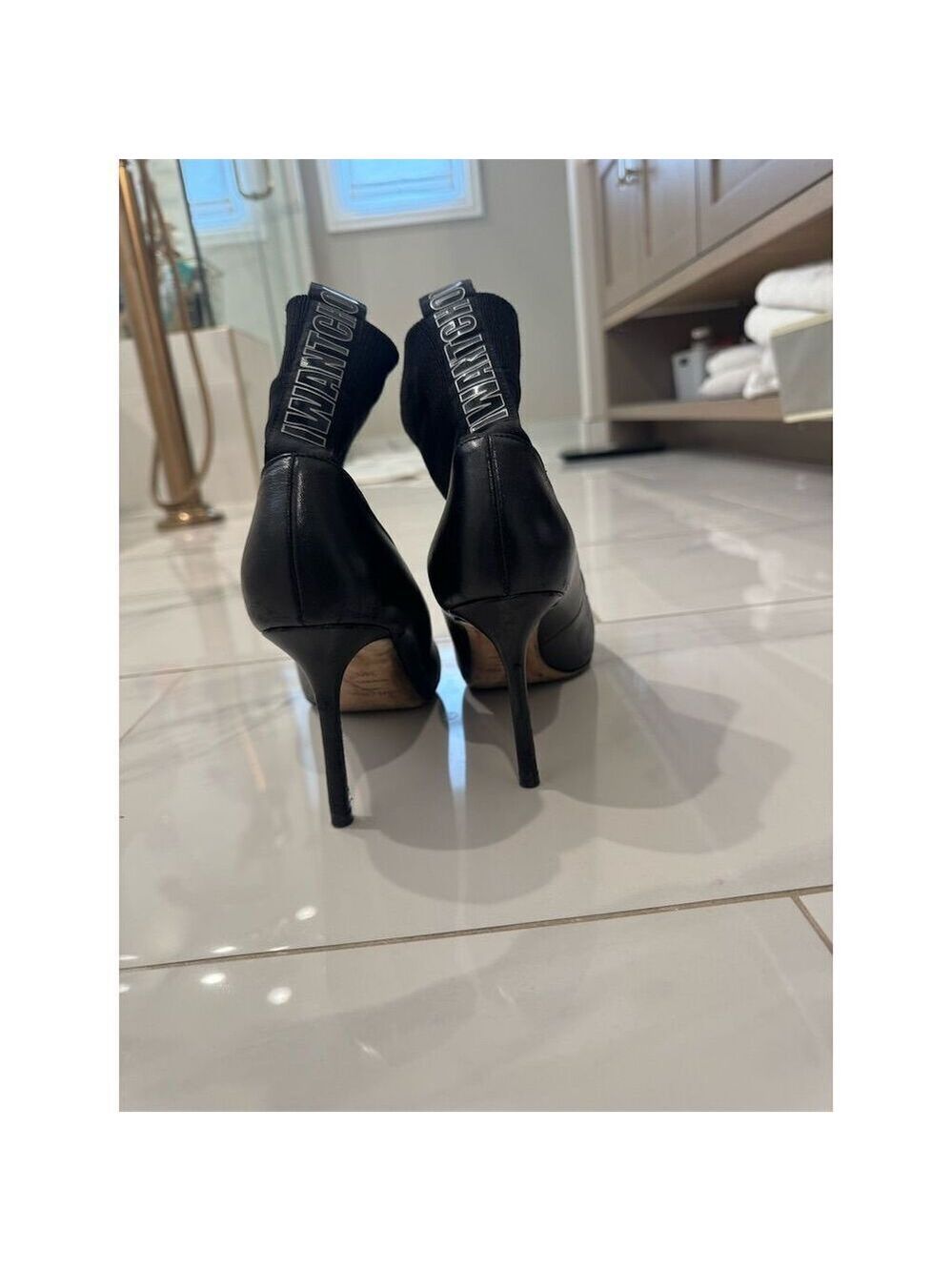 Jimmy Choo Women's Black Leather Ankle Boots Size 39.5 Stiletto Heel - Picture 3 of 6